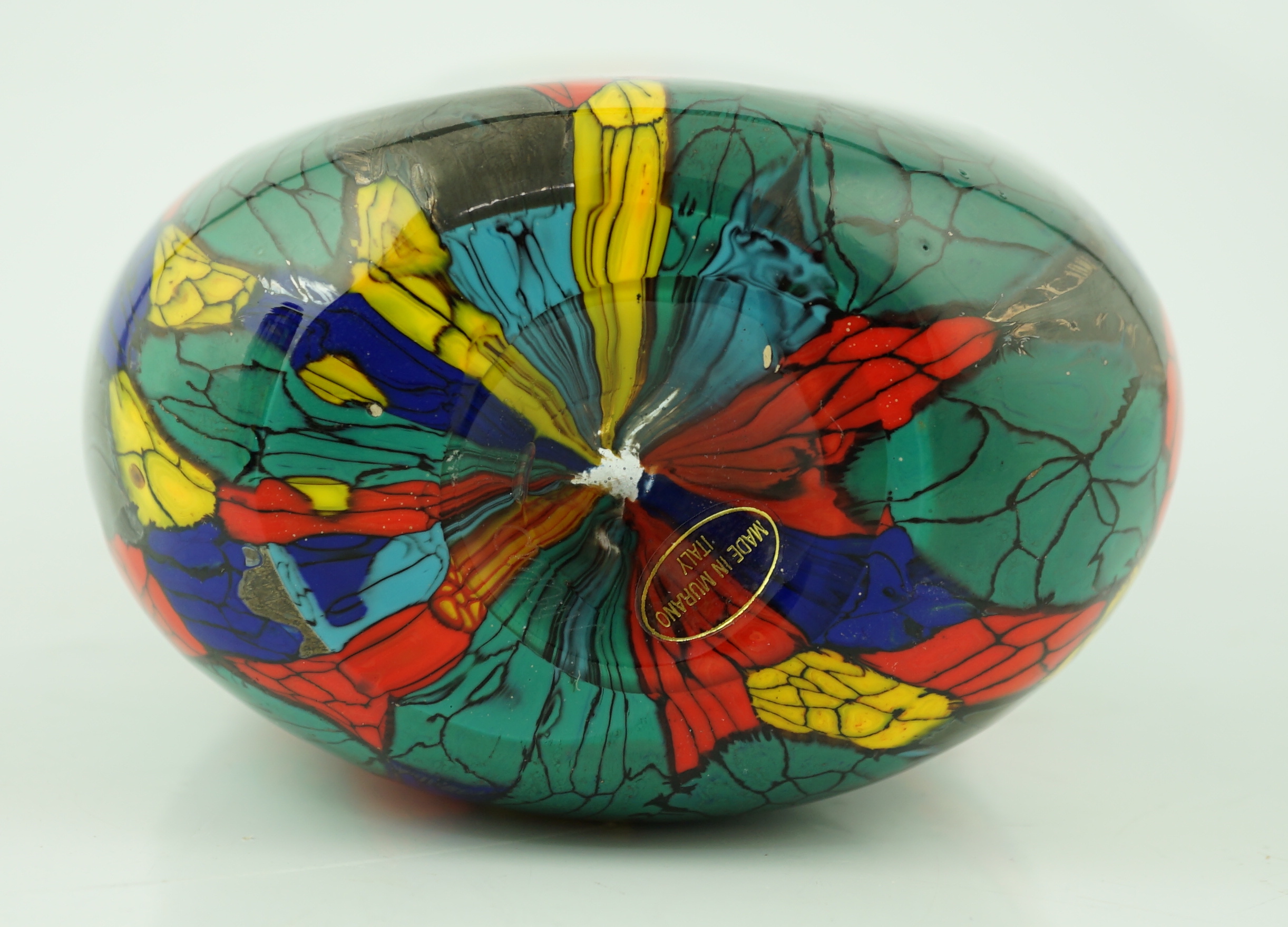 Vittorio Ferro (1932-2012) A Murano glass Murrine vase, cylindrical, with a multicoloured design, signed, 29cm, Please note this lot attracts an additional import tax of 20% on the hammer price